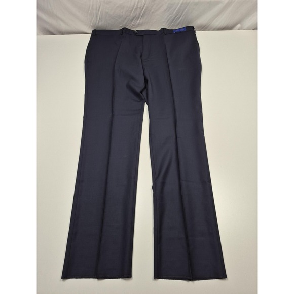 Giles & Jasper Dress Pants Mens 44x35 Blue Wool Stretch Flat Front Modern NWT